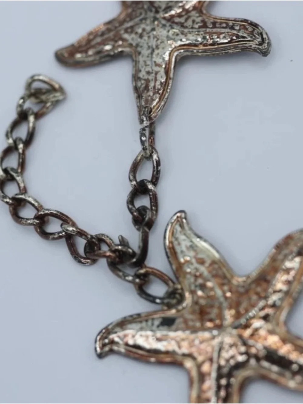 ESCADA Women’s Silver Tone Vintage Distressed Starfish Chainlink Belt